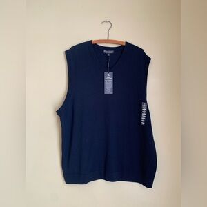 Hart Schaffner Marx Men's 100% Merino Wool V-Neck Sweater Vest - Blue 2XLB